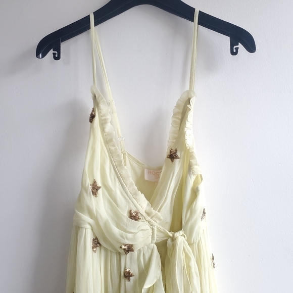 Rococo Sand Astral Gold Star Sleeveless High Low Wrap Dress NWT Size Small - Picture 8 of 17